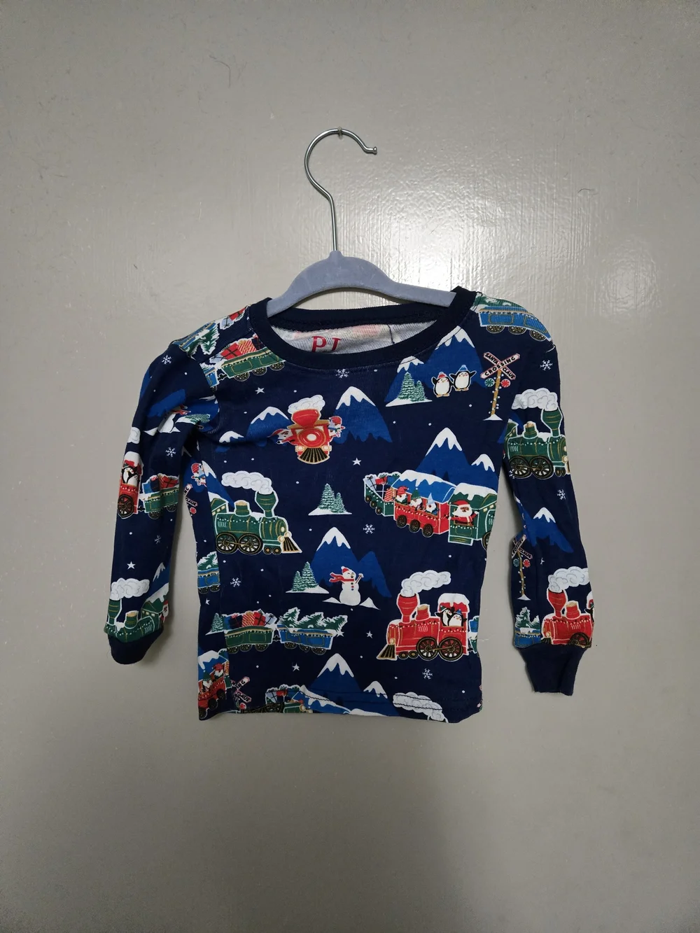The Children's Place Navy Blue Holiday Train Pajama Set